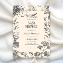 Vintage botanische Chinoiserie-Blumen-Babyparty