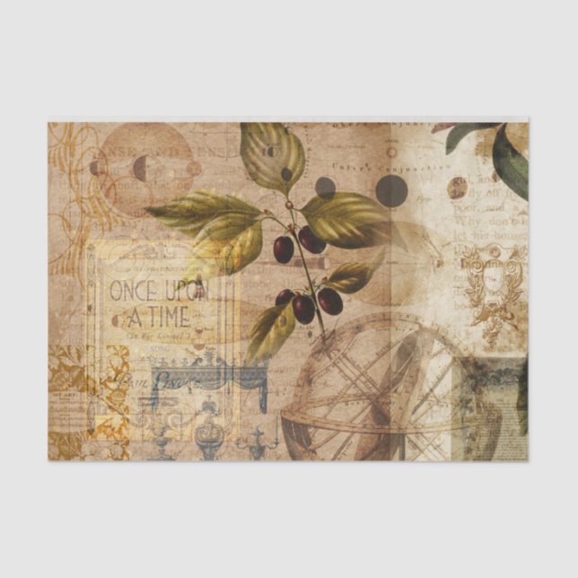 Vintage botanische Collage Seidenpapier (Vorderseite)