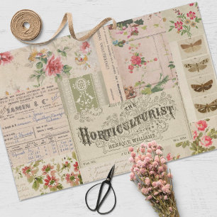 Vintage botanische Collage und Ephemera Seidenpapier
