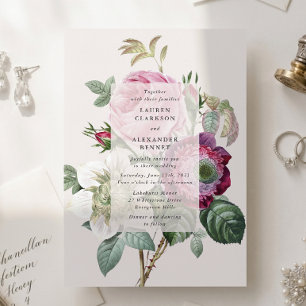 Vintage botanische cremefarbene Blumenhochzeit Einladung