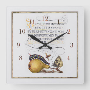 Vintage botanische Darstellung Quadratische Wanduhr