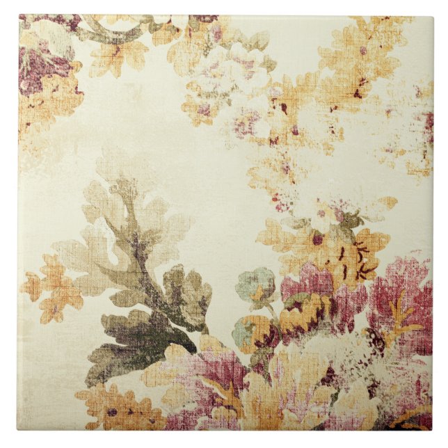 Vintage botanische Dekoration - Keramik Tile Fliese (Vorderseite)