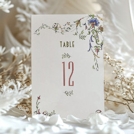 Vintage Botanische Elegance Tischnummer Card