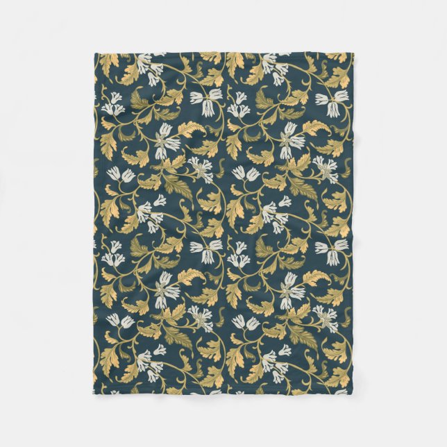 Vintage botanische Eleganz Fleecedecke (Vorderseite)