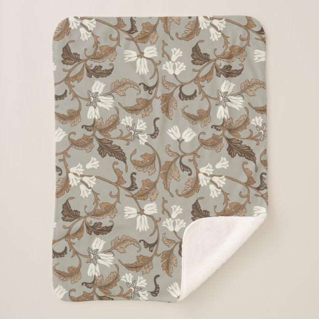 Vintage botanische Eleganz Sherpadecke (Vorderseite)