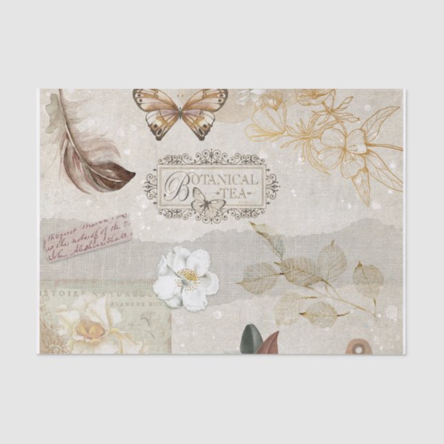 Vintage botanische Ephemera Seidenpapier (Vorderseite)