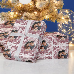 Vintage Botanische Familienfoto Weihnachten - Rot Geschenkpapier