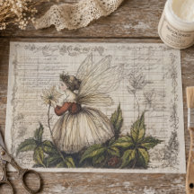 Vintage botanische Fee mit antiker Schrift