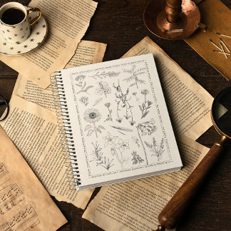 Vintage botanische Flora Moth Hardcover Notizbuch