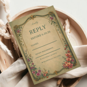 Vintage Botanische Florale Eleganz RSVP Karte
