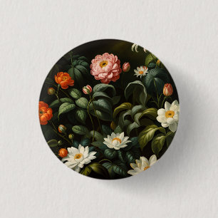 Vintage botanische florale Gartenstillleben Button