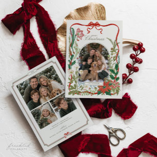 Vintage Botanische Foto Familien-Weihnachtskarte Feiertagskarte