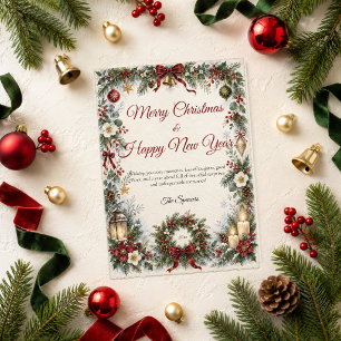 Vintage Botanische Frohe Weihnachten Ein Glücklich
