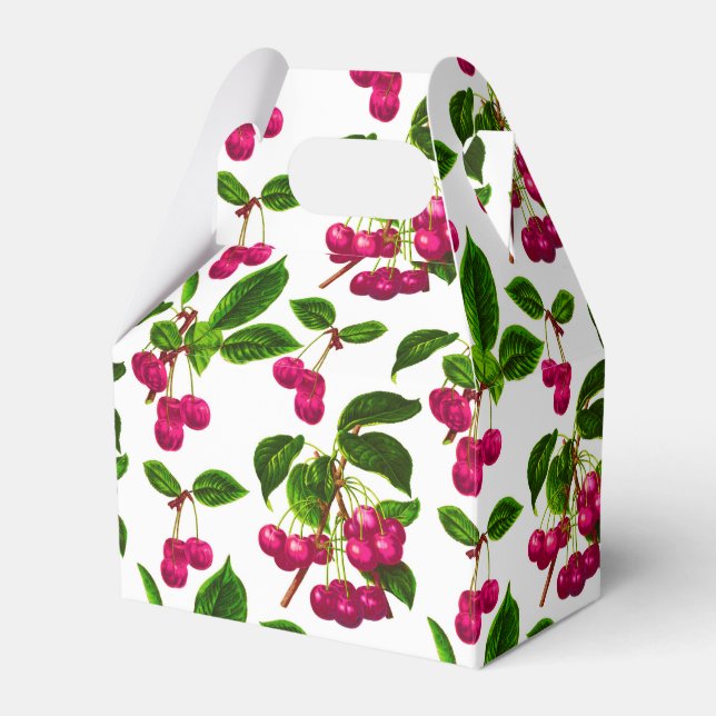 Vintage botanische Fuchsia-Rosa-Kirschen drucken Geschenkschachtel (Vorderseite)