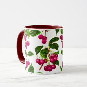 Vintage botanische Fuchsia-Rosa-Kirschen drucken Tasse