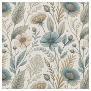 Vintage Botanische Gänseblume- und Wildblumen-Blum Stoff