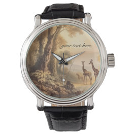 Vintage botanische Giraffen, anpassbar Armbanduhr