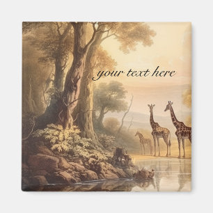 Vintage botanische Giraffen, anpassbar Magnet