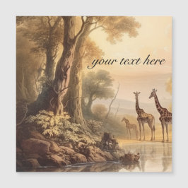 Vintage botanische Giraffen, anpassbar Magnetkarte