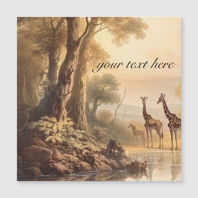 Vintage botanische Giraffen, anpassbar Magnetkarte (Vorderseite)