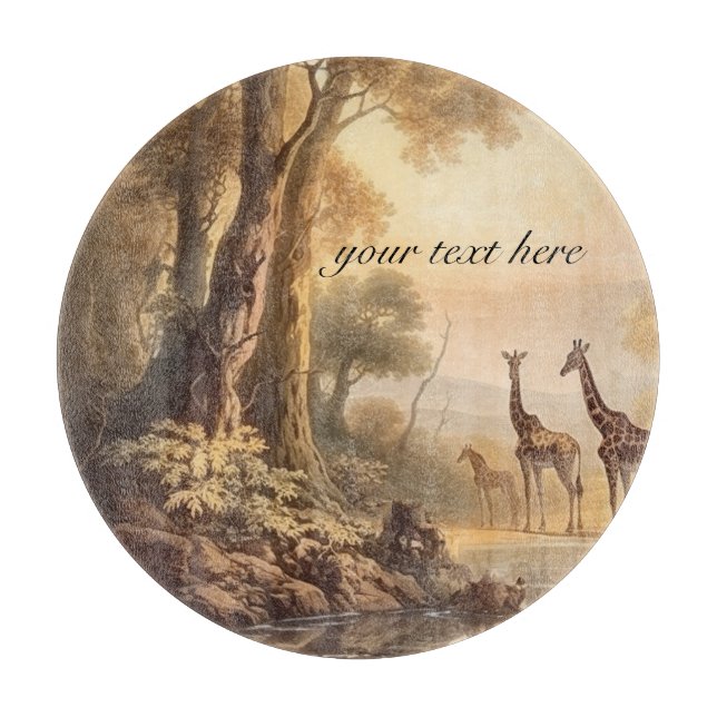 Vintage botanische Giraffen, anpassbar Schneidebrett (Vorderseite)