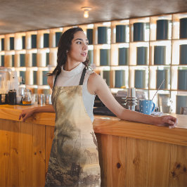 Vintage botanische Giraffenlandschaft am Fluss Schürze