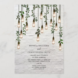 Vintage Botanische Glühbirnen - Hochzeit aus weiße Einladung