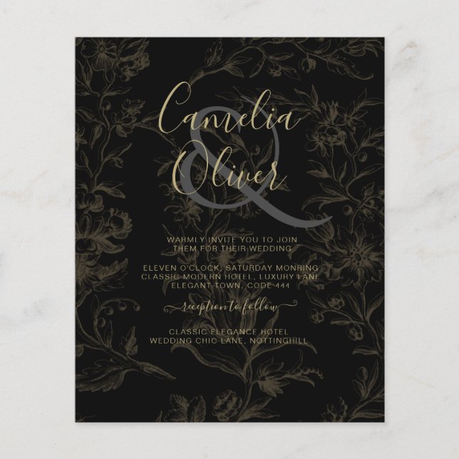 Vintage BOTANISCHE GOLD-Hochzeit Flyer (Vorne)