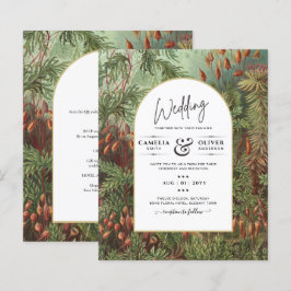 Vintage Botanische Grüne Terrakotta Hochzeit einla