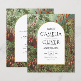 Vintage Botanische Grüne Terrakotta Hochzeit einla