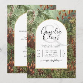 Vintage Botanische Grüne Terrakotta Hochzeit einla Einladung