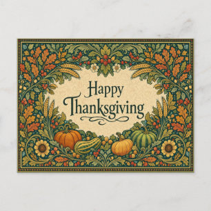 Vintage botanische Happy-Thanksgiving-Harvest-Rahm Feiertagspostkarte