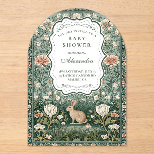 Vintage Botanische Häschen-Baby-Party Acryleinladungen