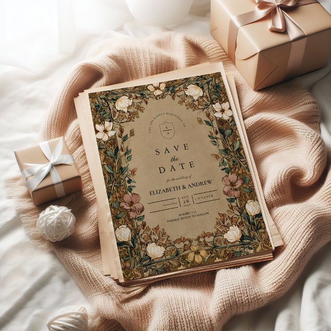 Vintage Botanische Herbsthochzeit Save The Date (Von Creator hochgeladen)