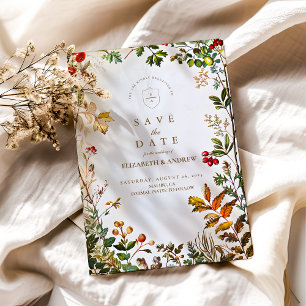 Vintage Botanische Herbsthochzeit Save The Date