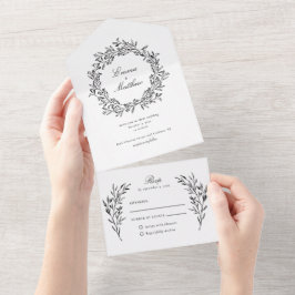 Vintage botanische Hochzeit All In One Einladung