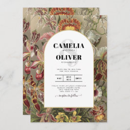 Vintage Botanische Hochzeit in Burgund Einladung