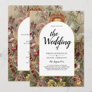 Vintage Botanische Hochzeit in Burgund Einladung
