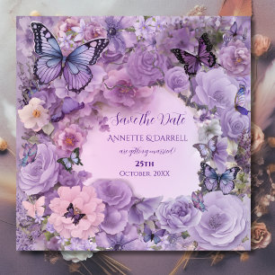 Vintage Botanische Hochzeit mit Schmetterlingen un Save The Date