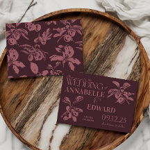 Vintage Botanische Hochzeit Pflaume Burgund