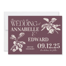 Vintage Botanische Hochzeit Pflaume Burgund