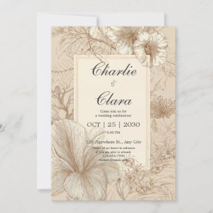 Vintage botanische Hochzeitseinladung Einladung