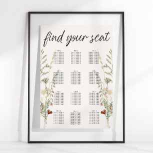 Vintage Botanische Hochzeitstabelle Poster