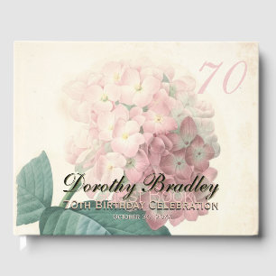 Vintage Botanische Hydrangea 70. Geburtstagsparty Gästebuch