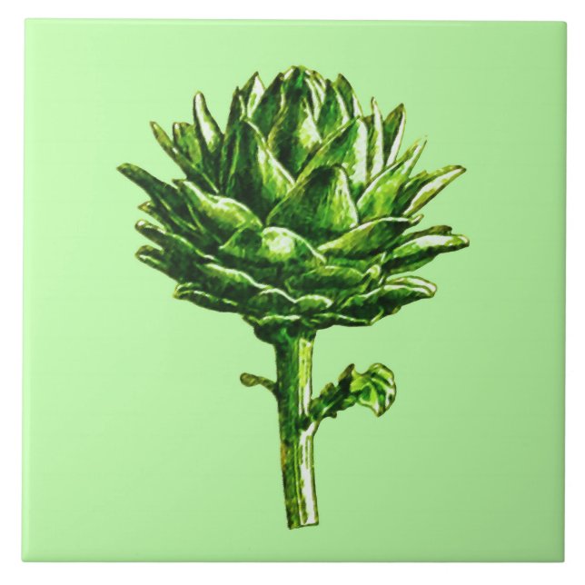 Vintage botanische Illustration, Artichoke Fliese (Vorderseite)