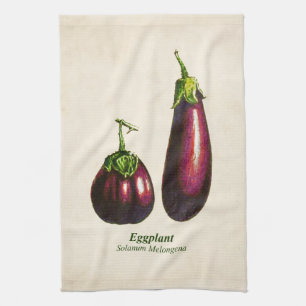 Vintage botanische Illustration, Auberginen Geschirrtuch