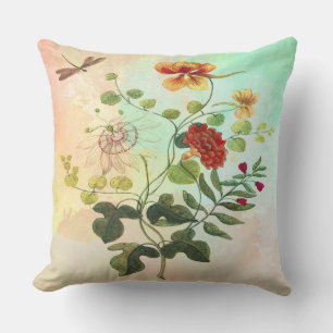 Vintage botanische Illustration Blume des Blumenha Kissen