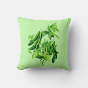 Vintage botanische Illustration, Bohnenrebe Kissen