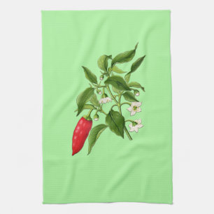 Vintage botanische Illustration, Chili Pepper Geschirrtuch