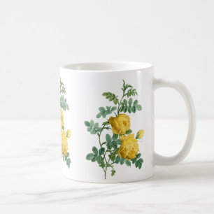Vintage botanische Illustration der gelben Rose Tasse